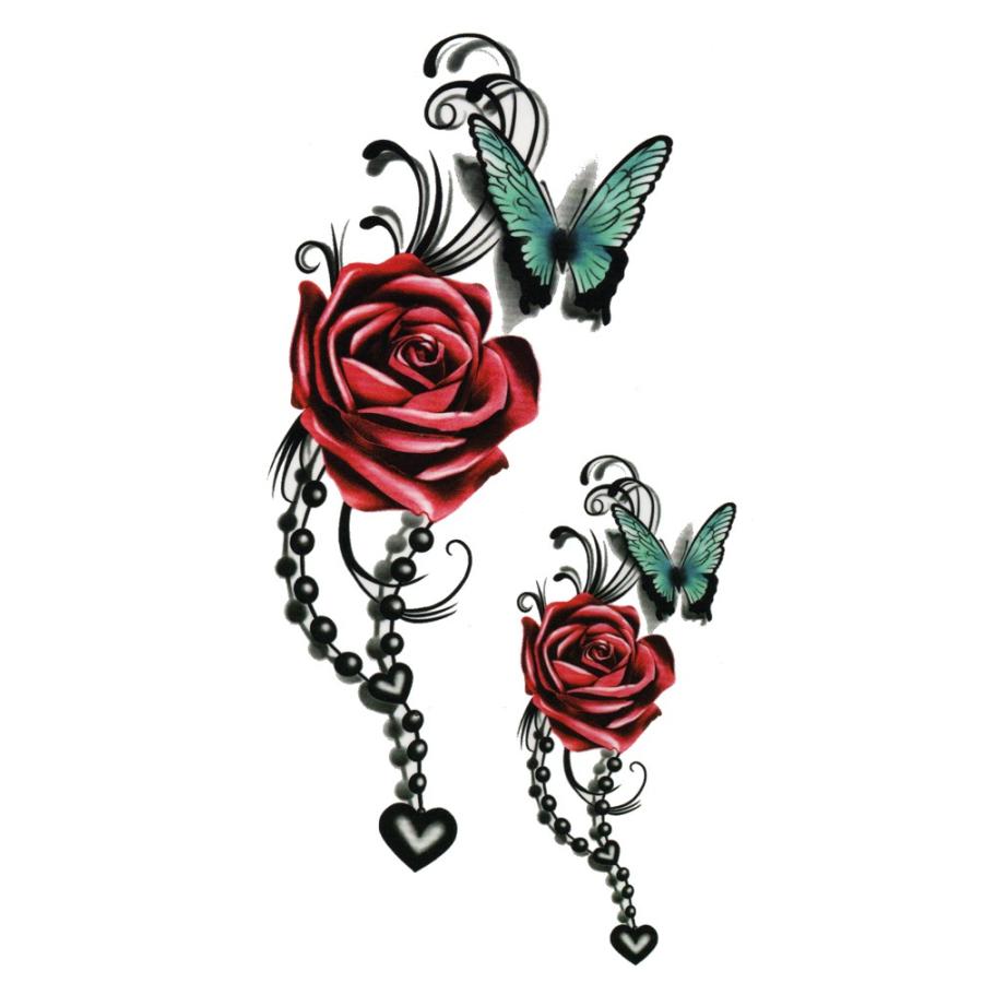 タトゥーシール 薔薇 蝶 レギュラーサイズ hm1203 :hm1203:The Fantasy 通販 タトゥーシール A023 蝶と花 匿名配送あり