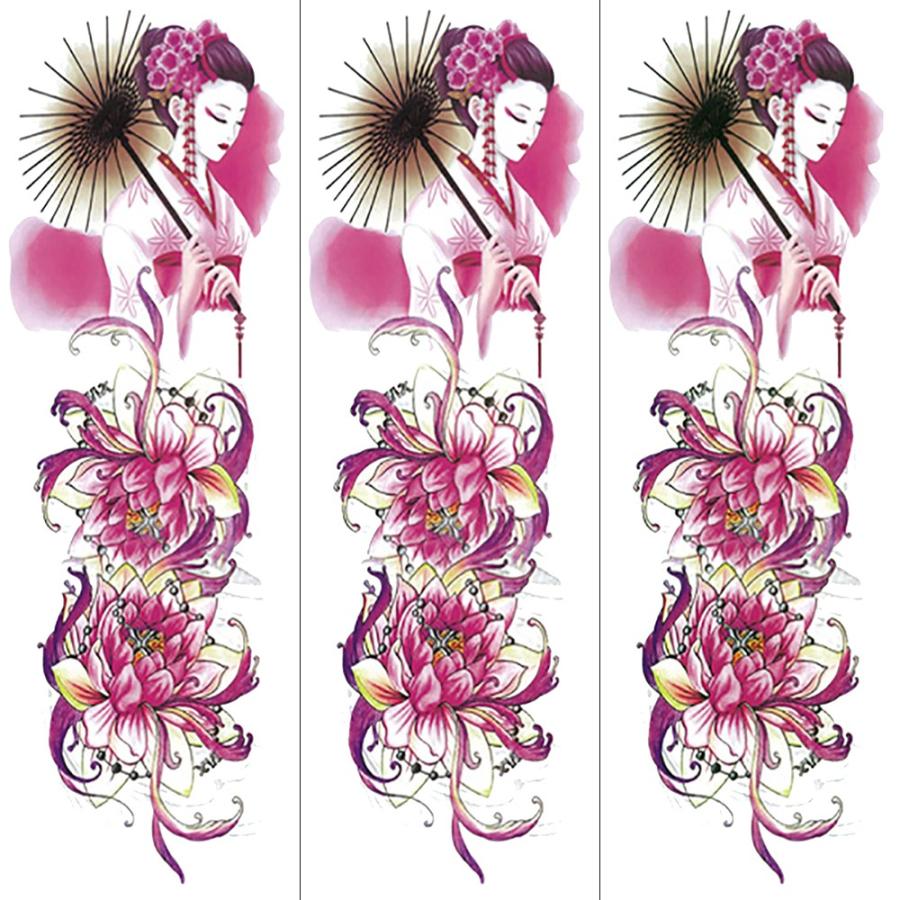 ファンタジー Thefantasy タトゥーシール タトゥーシール 肩から手首 和服美女 彼岸花 Qb3059 特長 3枚セット 財布 帽子 ファッション小物