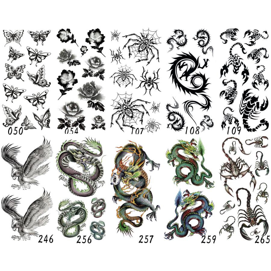 タトゥーシール 選べる６枚セット 龍 さそり 蜘蛛 薔薇 蝶 鷹トライバル Ymx6x 国内外の人気が集結