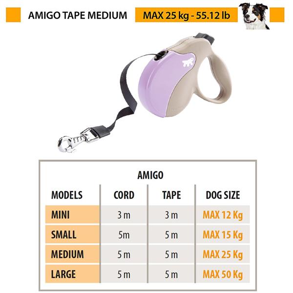 犬 伸縮 リード  アミーゴ テープ M AMIGO CORD 5m ペット用 イタリアferplast社製 | ferplast | 04