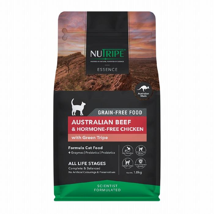 キャットフード ドライ ビーフ＆チキン＆グリーントライプ 1.8kg ニュートライプ 全年齢用 穀物不使用 総合栄養食 猫 | NUTRIPE