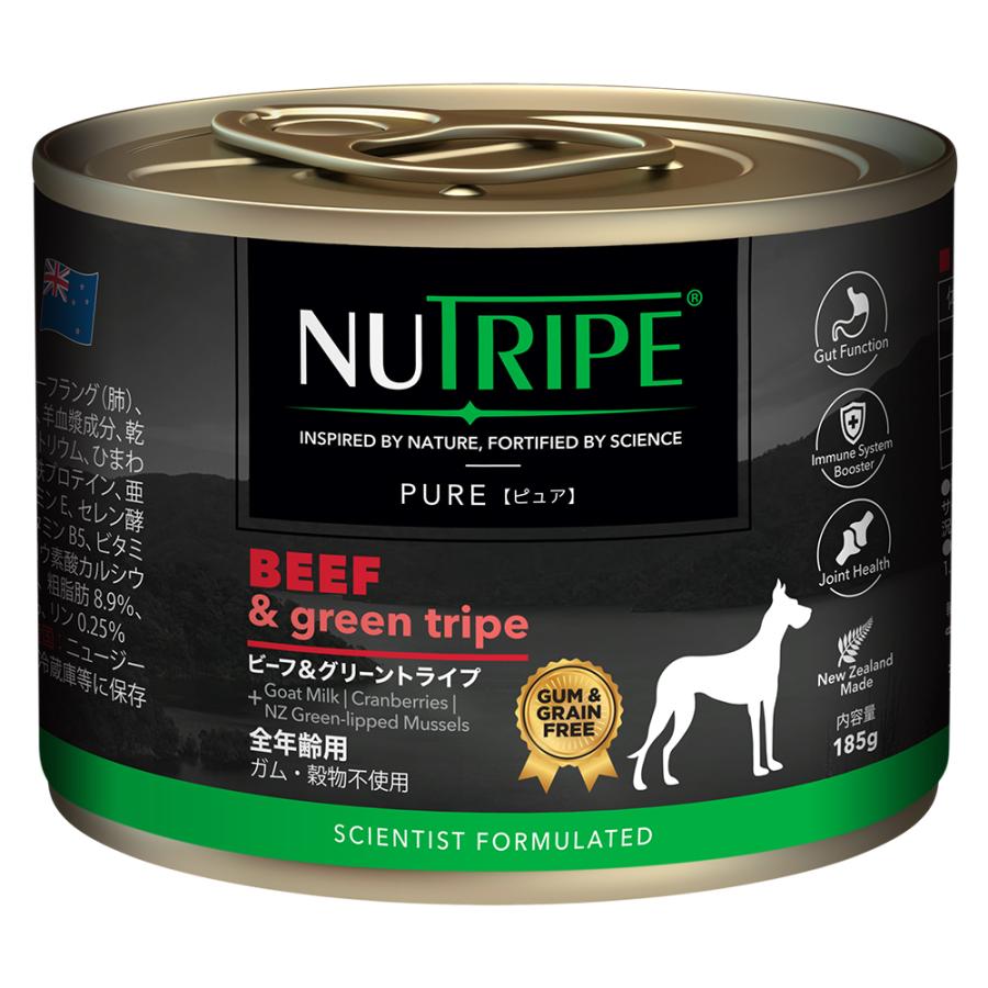 ドッグフード ウェット ビーフ＆グリーントライプ 185g NUTRIPE PURE ニュートライプ ピュア 全年齢用 犬 総合栄養食 | NUTRIPE