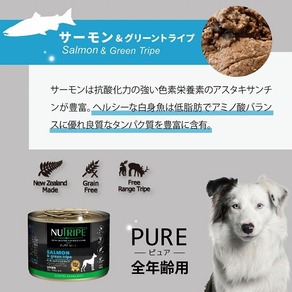 ドッグフード ウェット サーモン＆グリーントライプ 185g  NUTRIPE PURE ニュートライプ ピュア 全年齢用 犬 総合栄養食 | NUTRIPE | 02