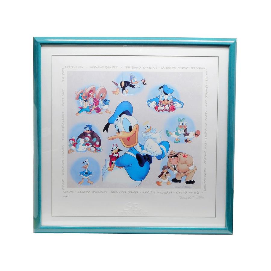 限定品 レア★ドナルドダック 65周年　スタンプアートギャラリー ディズニー ドナルド生誕65周年 リトグラフ フレーム入り