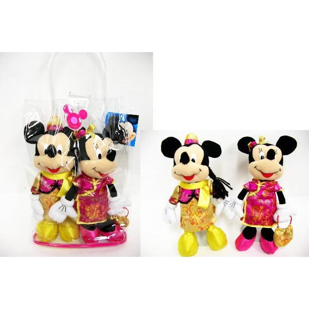 チャイニーズ ミッキー&ミニー ぬいぐるみ 2点セット バッグ入り