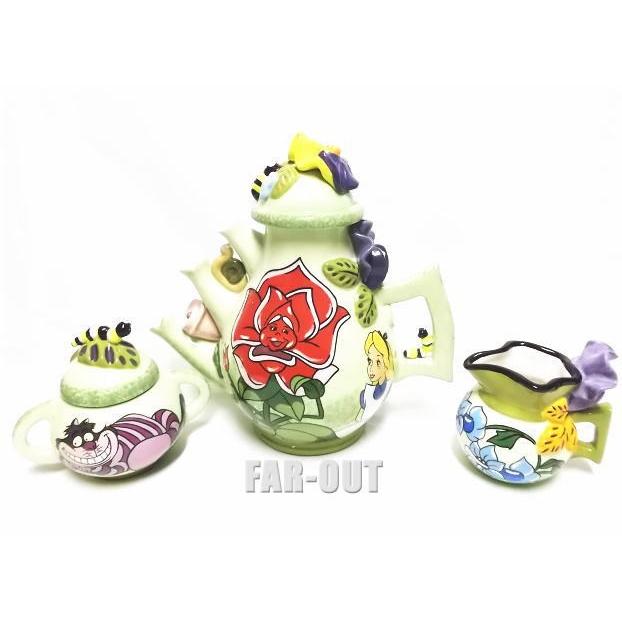 ふしぎの国のアリス 工芸 Disneyland Fanciful Teasets 陶器 ティーセット コーヒー、ティーカップ-食器、グラス、カトラリー