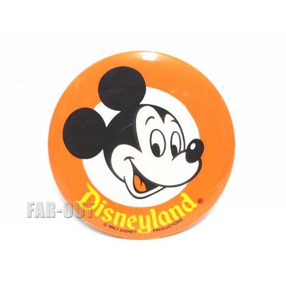 ミッキー フェイス Disneyland ヴィンテージ ラージサイズ 缶バッジ 缶