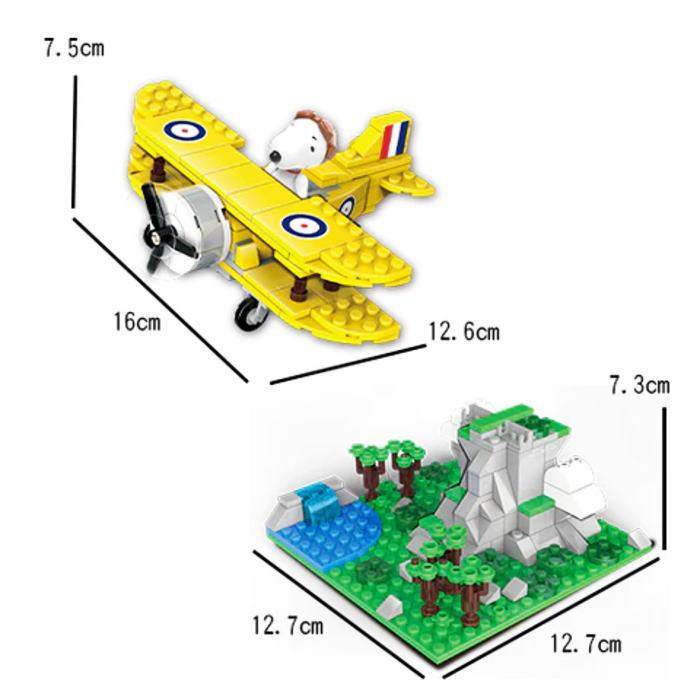 LiNooS ピーナッツ スヌーピー 飛行機 ブロックトイ フィギュア Peanuts Snoppy Airplane Bricks Set｜far-out｜02