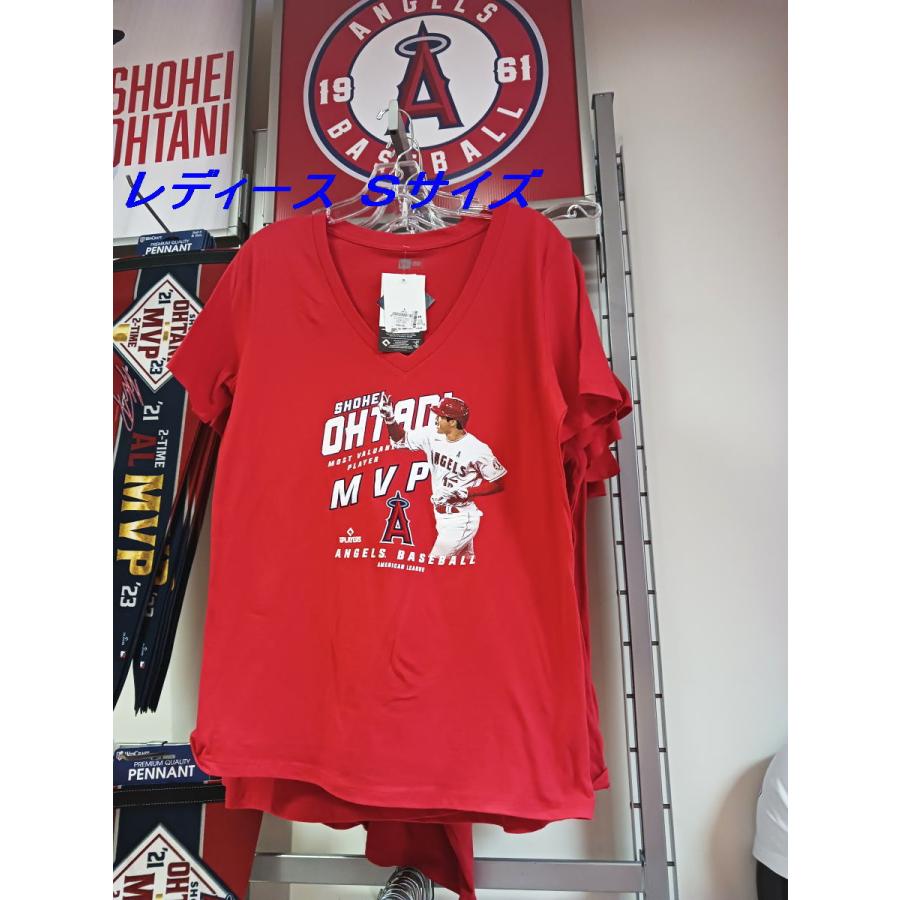 大谷翔平選手 2023年 MVP受賞記念 Tシャツ 赤 レディース Vネック S 