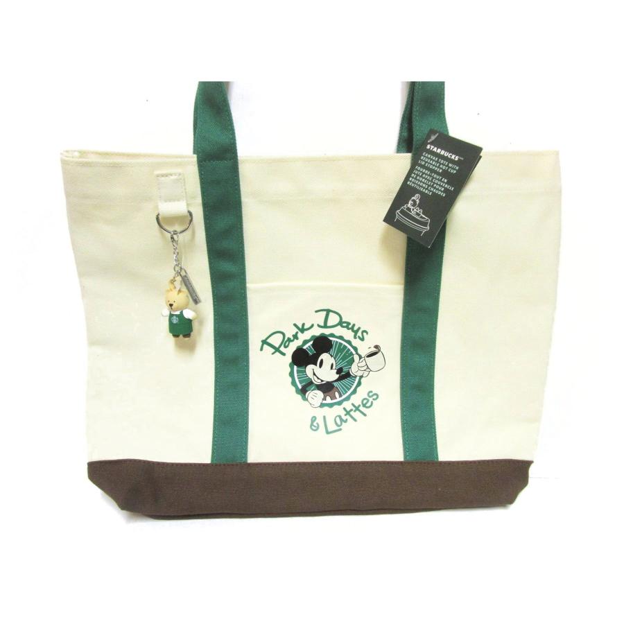 スターバックス ミッキー トートバッグ スタバ ベアリスタ ストッパー付き スターバックス ミッキー キャンバス トートバッグ スタバ ベアリスタ