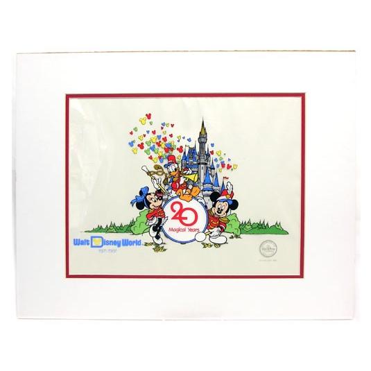 WDW 20周年 ミッキー&ミニー&ドナルド パレード セリグラフ マット付き