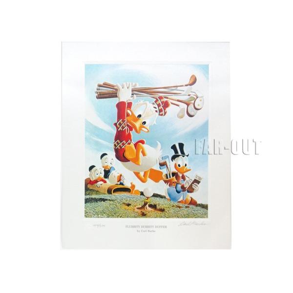 Carl Barks カール・バークス リトグラフ 版画 Flubbity Dubbity Duffer ゴルフ ドナルド&アンクル・スクルージ w/ヒューイ・デューイ・ルーイ｜far-out