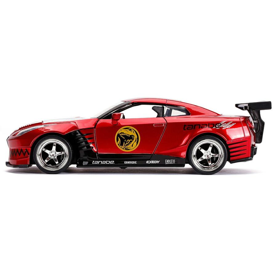 パワーレンジャー レッドレンジャー フィギュア付き メタルダイキャスト ミニカー 2009 日産 GT-R (R35) 1/24スケール 赤 Nissan GTR Power Rangersの画像