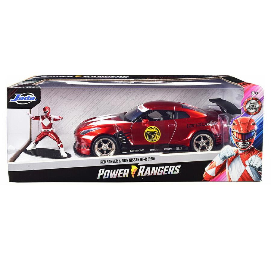 パワーレンジャー レッドレンジャー フィギュア付き メタルダイキャスト ミニカー 2009 日産 GT-R (R35) 1/24スケール 赤 Nissan GTR Power Rangersの画像
