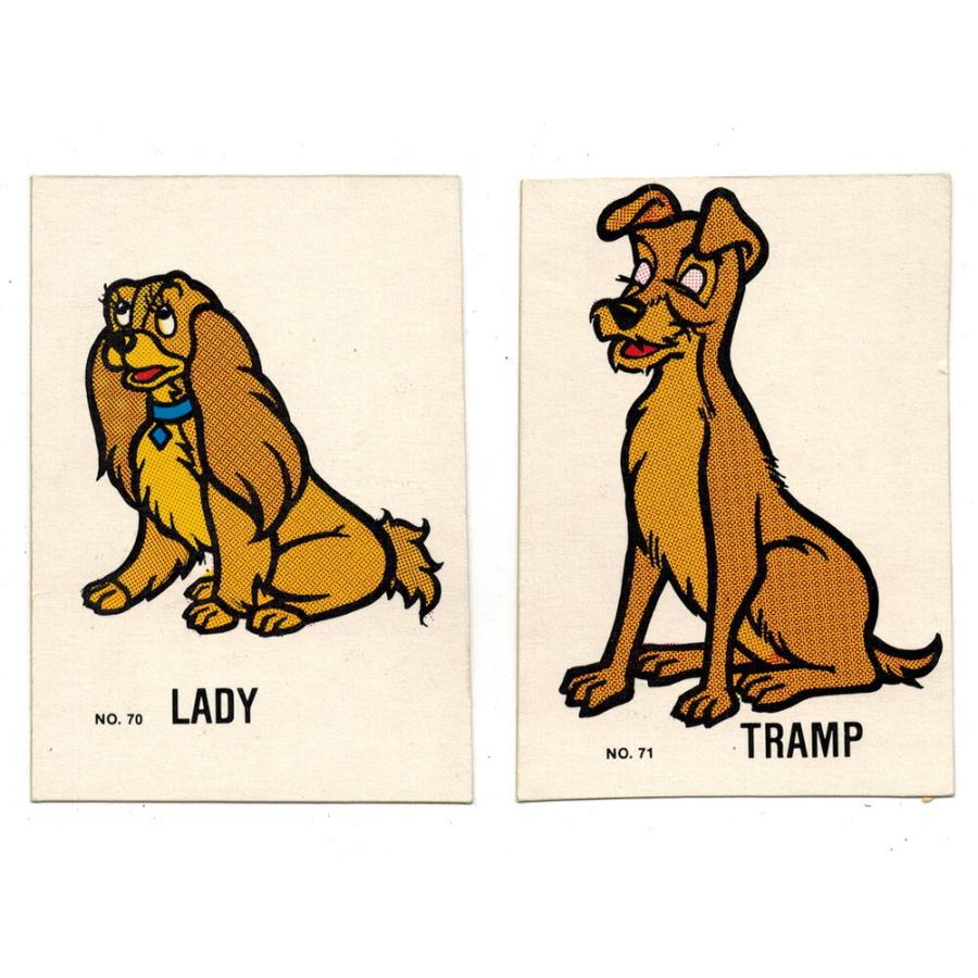 わんわん物語 トレーディングカード 2点セット ヴィンテージ 1980年 ディズニー Lady and the Tramp Allens & Regina Trading Cards｜far-out