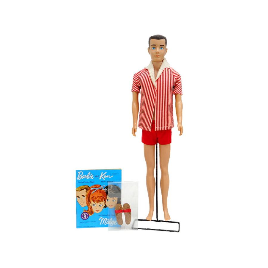 ケン オリジナル ドール 1961年 ヴィンテージ スイムスーツ ブルネット 人形 Ken Vintage Doll Striped Swim Shirt