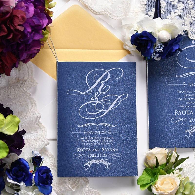 結婚式 招待状 手作り 招待状手作りキット イニシャルナイト 1名様分 イニシャル 白 ネイビー Hm I Initialnight 結婚式グッズ ギフトのお店 Farbe 通販 Yahoo ショッピング