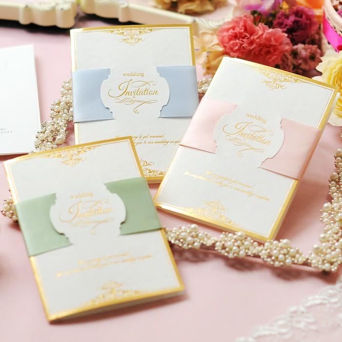結婚式 招待状 手作り 招待状手作りセット ルチーア 1名様分 パステルカラー リボン 金箔 Hm I Lucia 結婚式グッズ ギフトのお店 Farbe 通販 Yahoo ショッピング