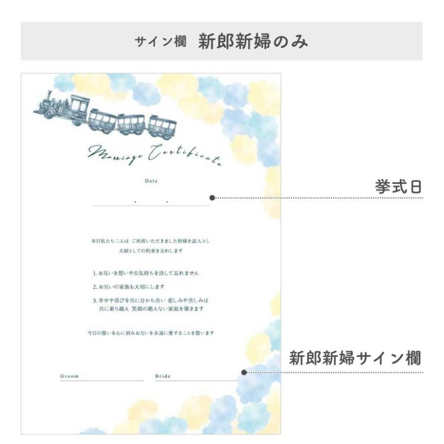 結婚証明書 誓いの言葉 宣誓文 オリジナル文 サイン 挙式 結婚式 人前式 誓約書 宣誓書 寄せ書き サイン欄「ゲスト参加型 サイン式結婚証明書 SL列車」 |  | 08