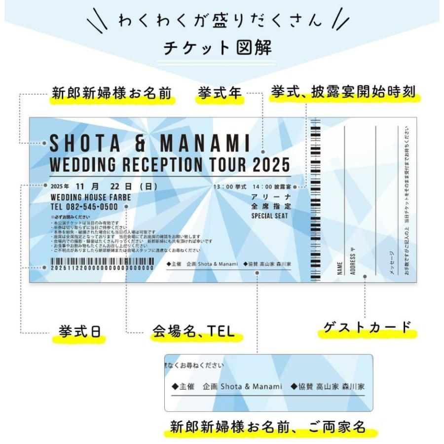 結婚式 招待状 コンサートチケット風招待状 入力印刷込 Od I Ccticket 結婚式グッズ ギフトのお店 Farbe 通販 Yahoo ショッピング