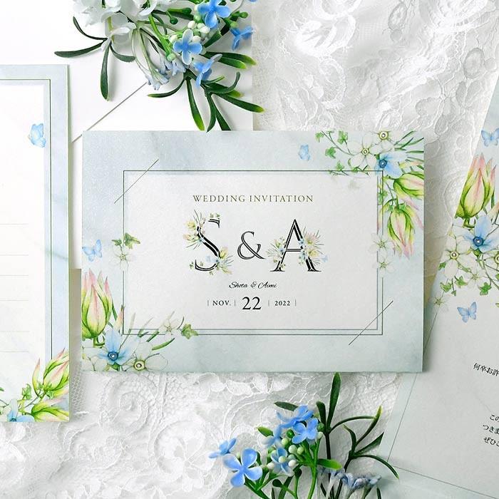 招待状 「イニシャルフラワー」（入力印刷込）/ 結婚式 |  | 01