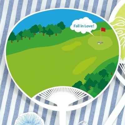 結婚式 披露宴 演出 ギフト お見送りギフト / プチサンクスうちわ ゴルフ（30部から） | 