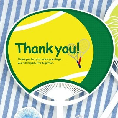 結婚式 披露宴 演出 ギフト お見送りギフト / プチサンクスうちわ テニス（30部から） | 