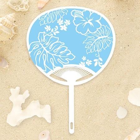 結婚式 披露宴 演出 ギフト お見送りギフト / プチサンクスうちわ アロハ・レア ブルー |  | 02