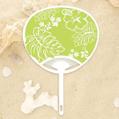 結婚式 披露宴 演出 ギフト お見送りギフト / プチサンクスうちわ アロハ・レア ライトグリーン |  | 02