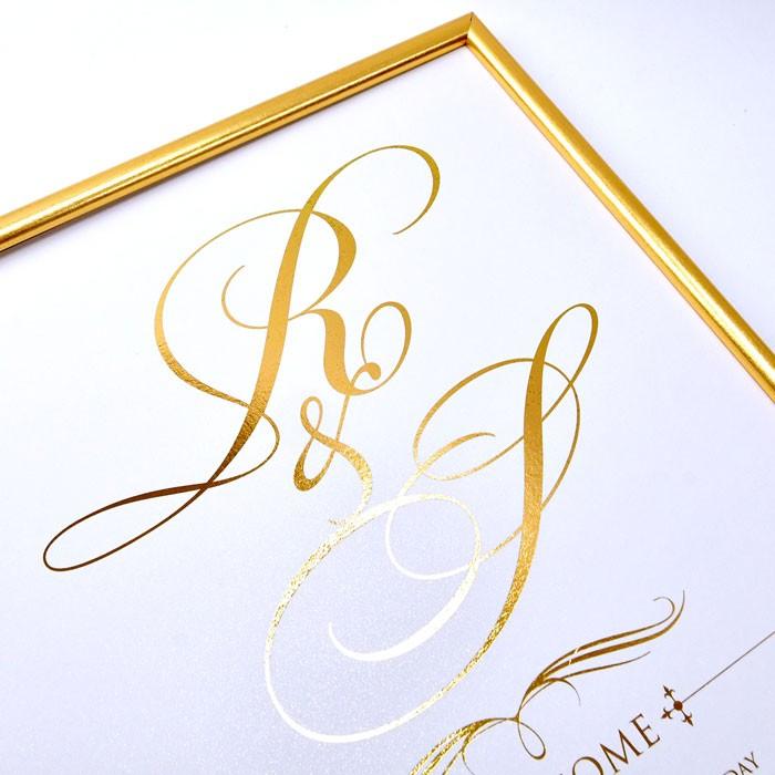 ウェディング ウェルカムボード 金色 金箔のウェルカムボード「イニシャル」 / 結婚式 ウェルカム