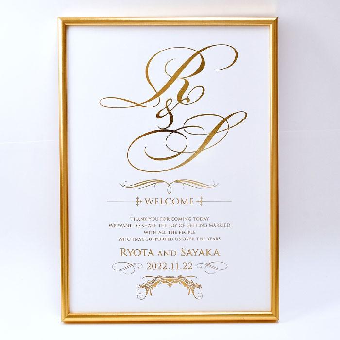 金箔のウェルカムボード「イニシャル」 / 結婚式 ウェルカム