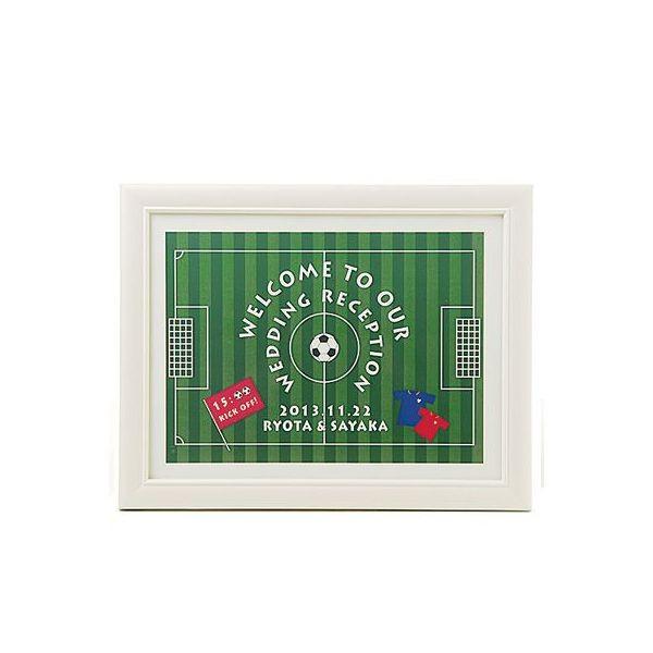 パールフレームウェルカムボード サッカー（ブルー＆レッド