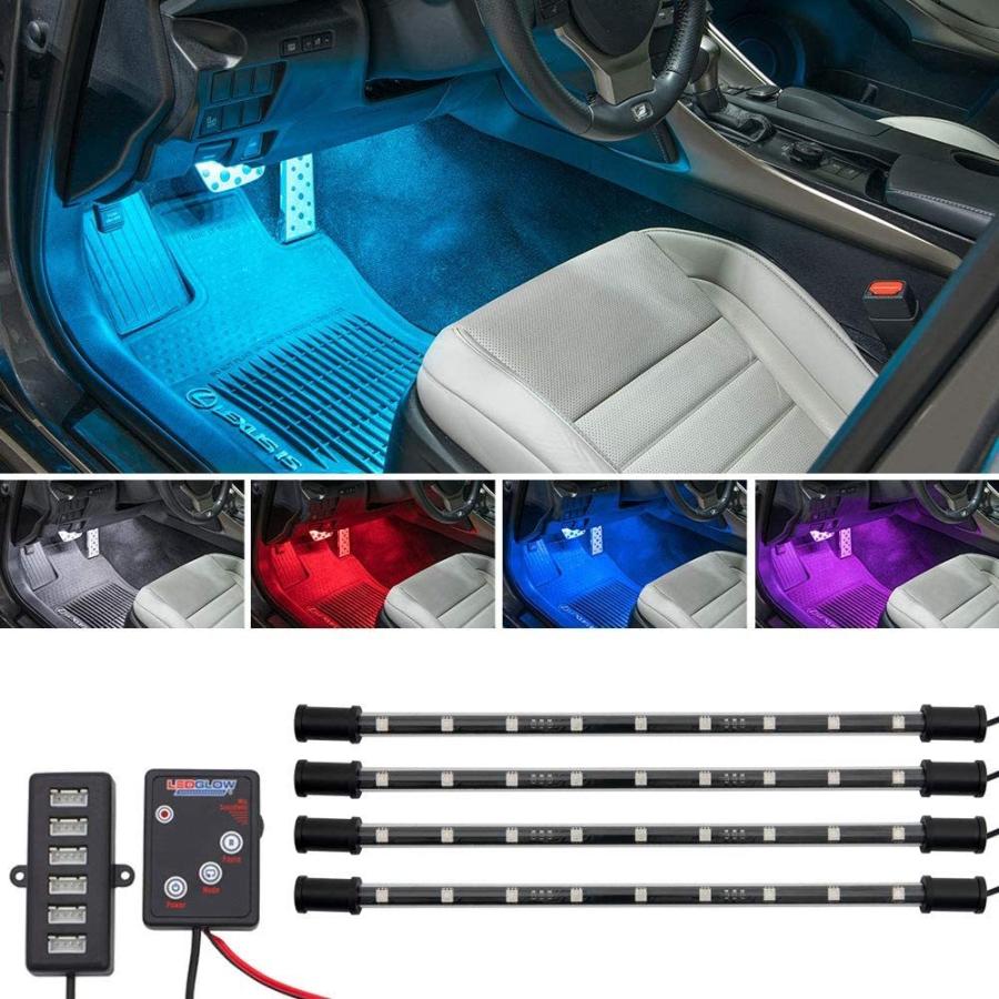 独創的 Ledglow 4 Pcマルチカラーledインテリアフットウェルアンダーダッシュネオンライトキット車用 トラック用 7色無地 7パターン 音楽モード 自動照明 ユニバ 第1位獲得 Turningheadskennel Com