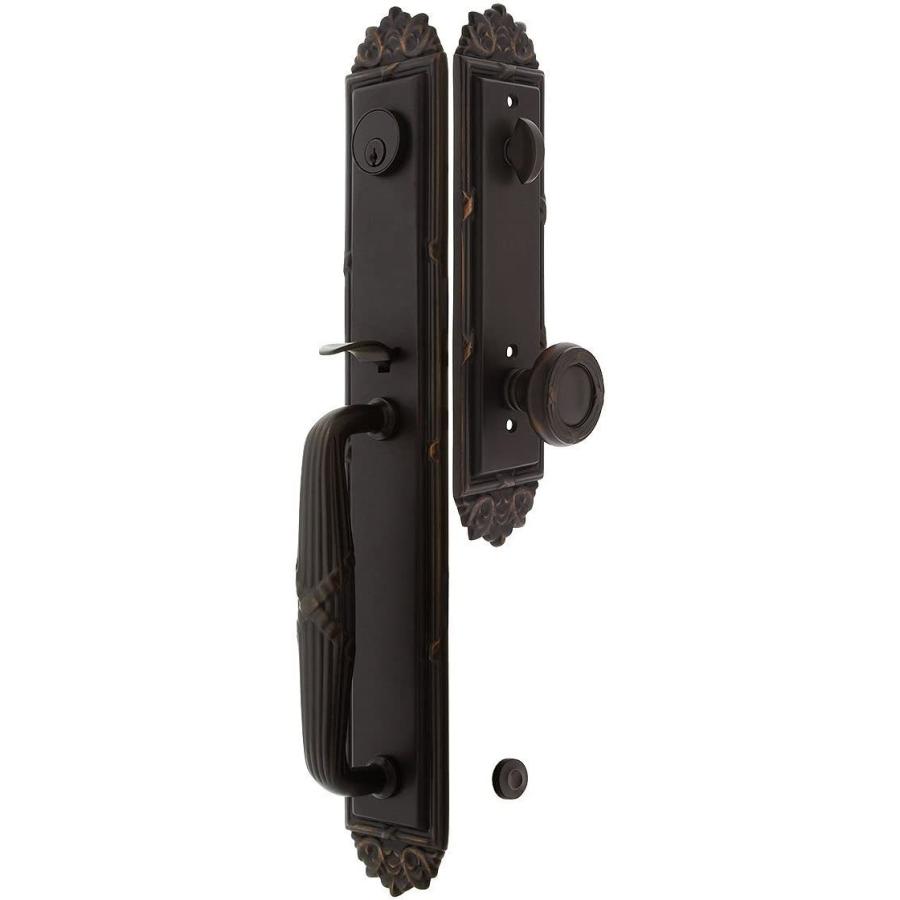 Imperial Style Tubular Handleset In Oil Rubbed Bronze With Ribbon & Reed Knobs And 2 3/8 Backset. Antique Door Handle. by Emtek｜fareastincjp｜02