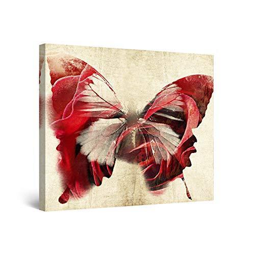 オリジナル  Red Art Wall Canvas Startonight Butterfly%カンマ% cm 80x80 Art Wall Framed Butterfly レリーフ、アート