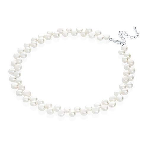 Crystal Dream Luxury White Fresh Water Pearlsスタイリッシュな記念品子ネックレスギフト( NFW )