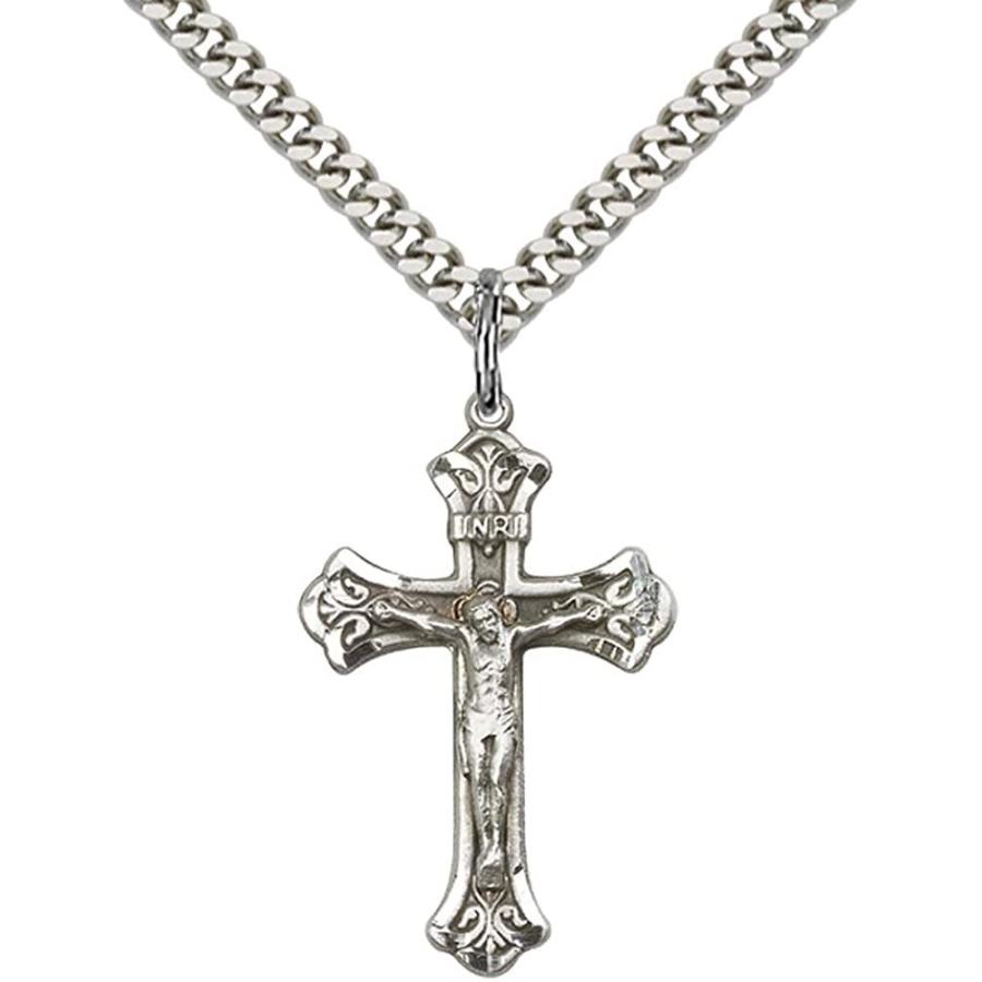 特価イラスト スターリングシルバー十字架ペンダントwith Pfcxp2515 Curbチェーン 24 ダブルクォーテ ステンレススチールheavy 公式激安 Jeromejack Fr