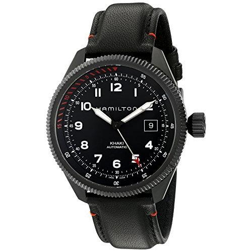 大人気新作  Men's 腕時計 時計 メンズ ハミルトン Hamilton 'Khaki H7669 (Model: Color:Black Watch%カンマ% Dress Leather and Steel Stainless Automatic Swiss Field' 腕時計