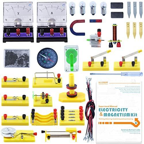 LERBOR STEM Physics Science Lab Basic Circuit Learning Kit Electricity and Magnetism Experiment Introduction for Kids Junior Senior High School S