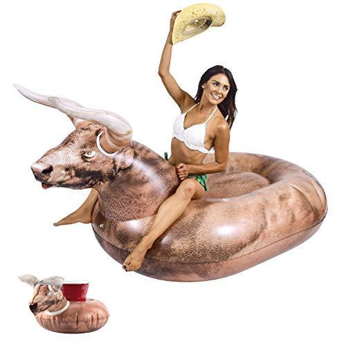 専門ショップ GoFloats Giant Float Drink Bonus Includes | Horns The By Summer Grab | Bull Buckin' Inflatable その他パーティーグッズ