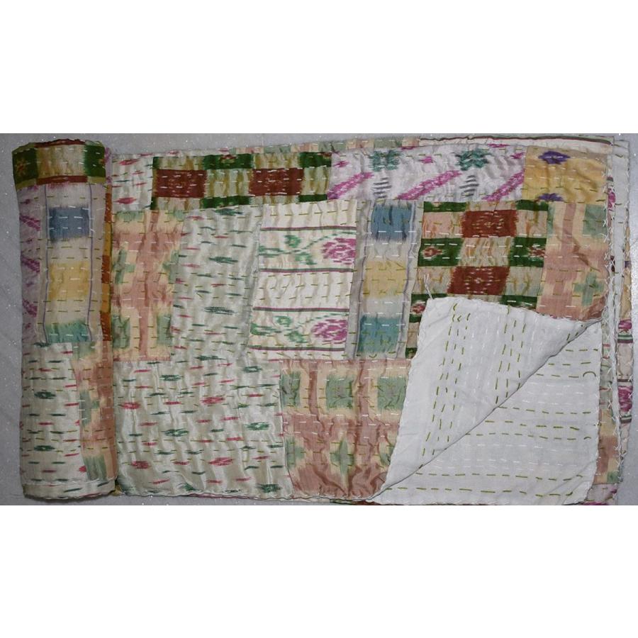 Tribal Asian Textiles インディアンパトラシルクパッチワーク カンタキルト カンタブランケット ベッドスプレッド ツインキルト (ベージュパッチワーク) :B07DMKFGCL:ファーイーストインク - 通販 - Yahoo!ショッピング