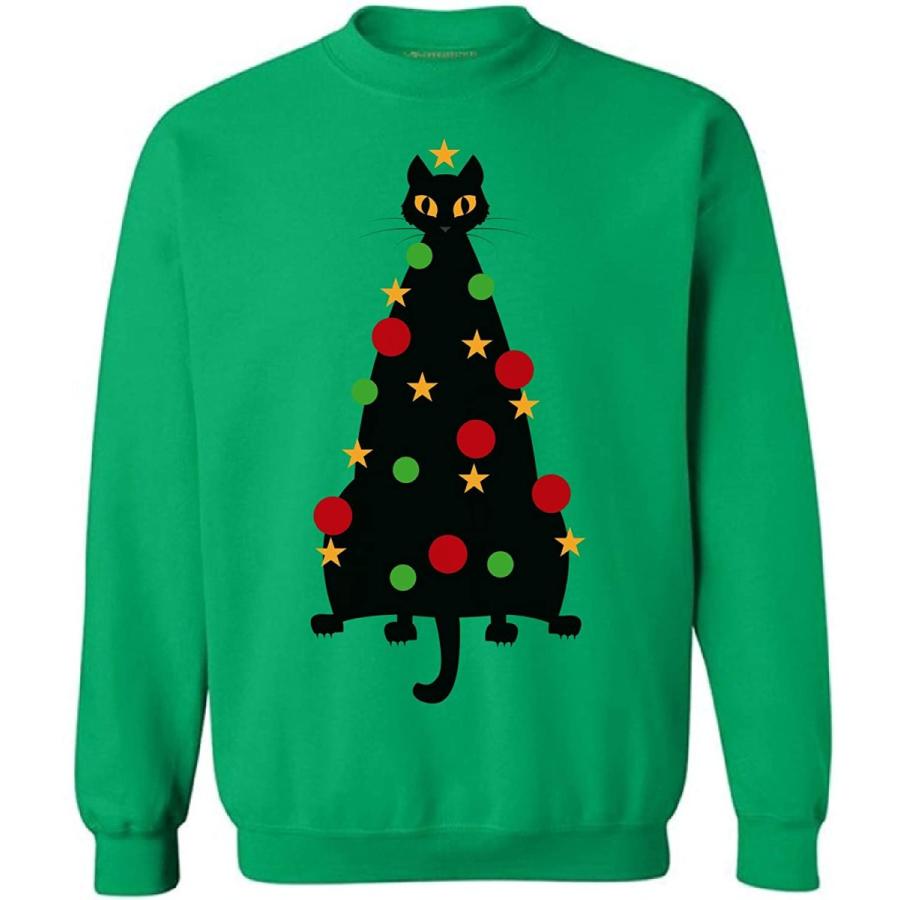 爆売り ぎこちないスタイルの醜いxmasトレーナークリスマスネコセーターグリーンxl ニット セーター