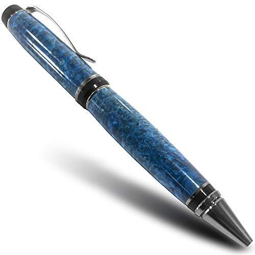 欲しいの ブラックチタン製 ブルーメープルバールウッド | ロイヤルボールペン ハンドクラフト Bendecidos 細書き用具付き 木製ギフ エレガントなライティングペン | 受付ペン、デスクペン