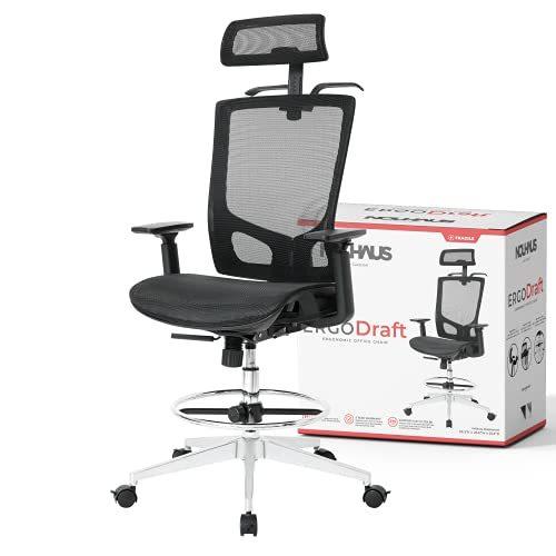 驚きの値段 NOUHAUS ErgoDraft ブラック 調節可能な椅子。 スタンディングデスクチェア ショップスツールチェア 背の高いオフィスチェア 製図用椅子 アウトドアチェア