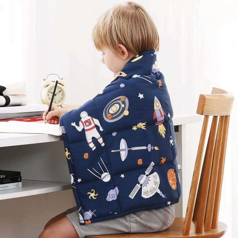 定期入れの キッズ用 重み付きラップパッド Joyching グレースペース ガラスビーズ付き 読書用 重みのあるブランケット エジプト綿 600tc 5ポンド 30インチ X 工具セット Adga Org
