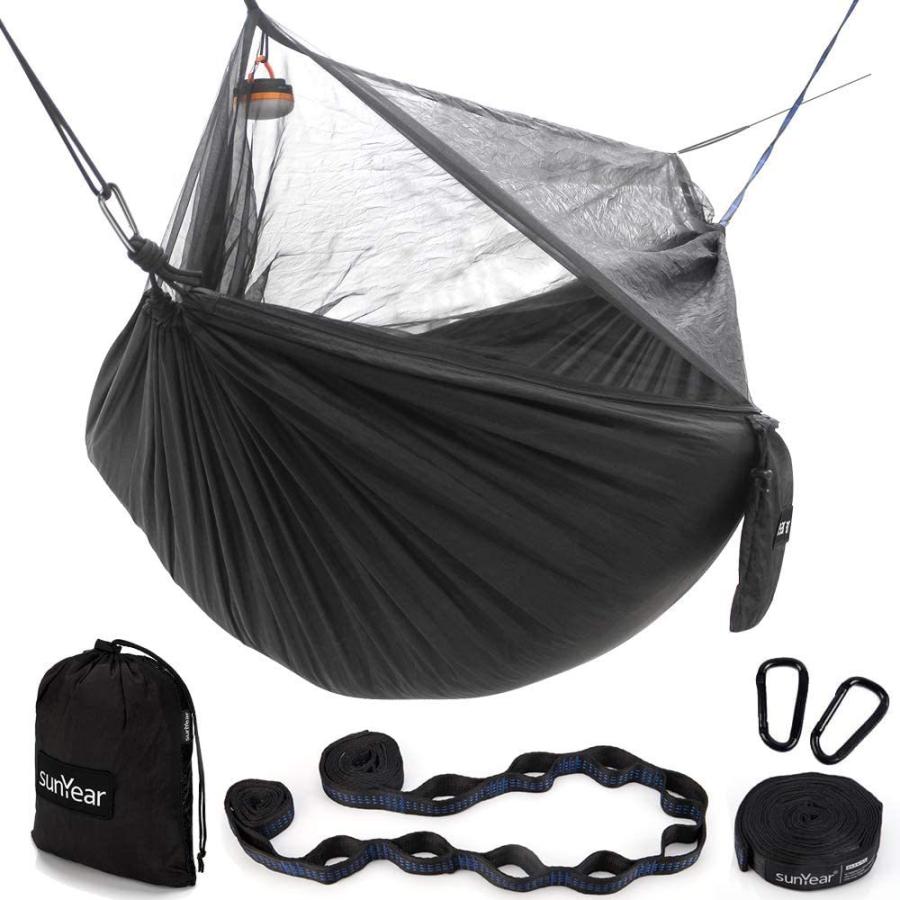 最新入荷 ダブル ハンモック キャンプ ポータブル バグネット ネット付き キャンプ ハンモック ツリー サバ 旅行 バックパッキング インドア アウトドア ハンモック 吊るしタイプ Populationmalawi Org