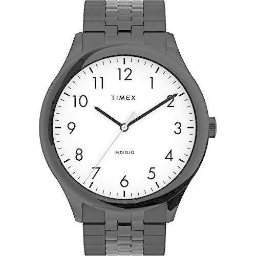 【メール便無料】 Timex Men's Band Expansion with Dial White Case Black ? Watch 40mm Reader Easy Modern 腕時計