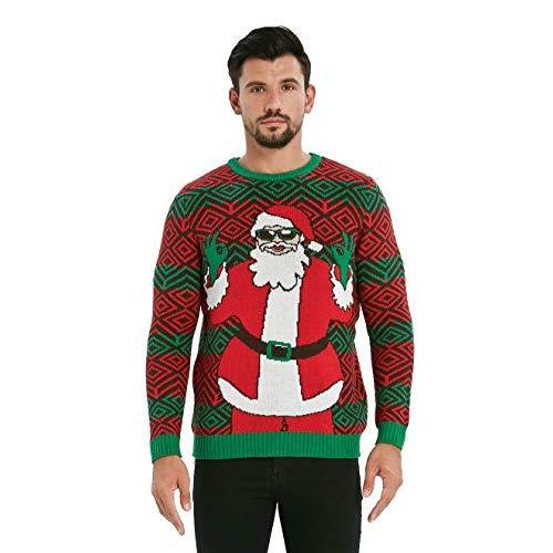 人気が高い クルーネック クリスマス 面白いサンタ アグリークリスマスセーター メンズ VENTELAN セーター Small サイズ: US ニット、セーター