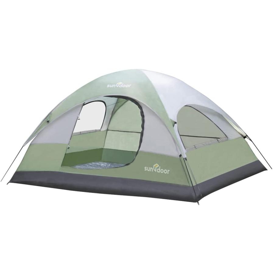 贅沢品 防水 ブッシュクラフト ソロ カップル 家族用 キャンプテント 4人用 Sundoor セットアップ簡単 グリーン ヤドリギ ポーチ付き アウトドア ドーム型テント Raffles Mn