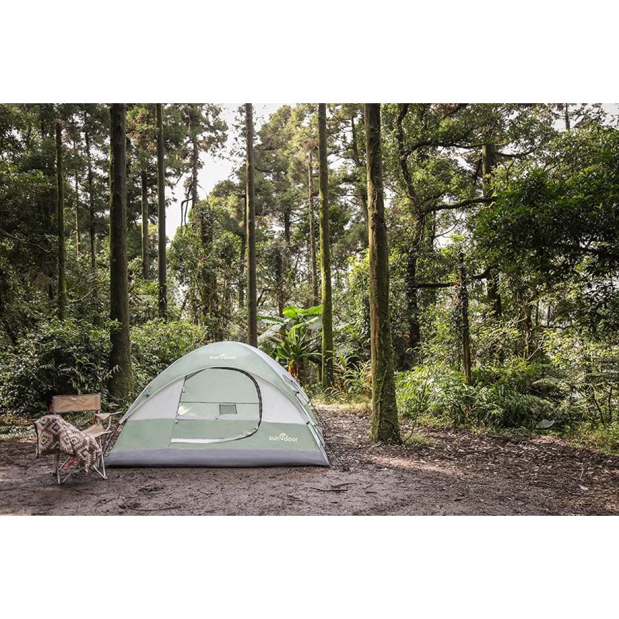 贅沢品 防水 ブッシュクラフト ソロ カップル 家族用 キャンプテント 4人用 Sundoor セットアップ簡単 グリーン ヤドリギ ポーチ付き アウトドア ドーム型テント Raffles Mn